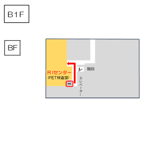 PET-CT検査室（RIセンター）への案内